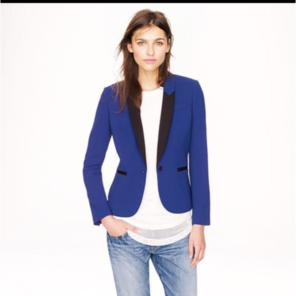 Public School for J. Crew Tailored Shawl Collar Tuxedo Jacket Blazer Royal Blue